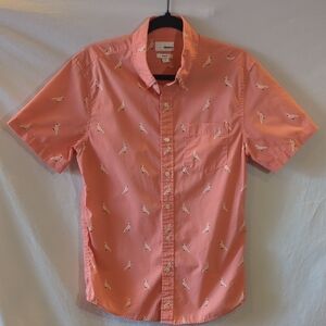 Sonoma Men's S Salmon Short Sleeve Cockatoo Slim Fit Shirt